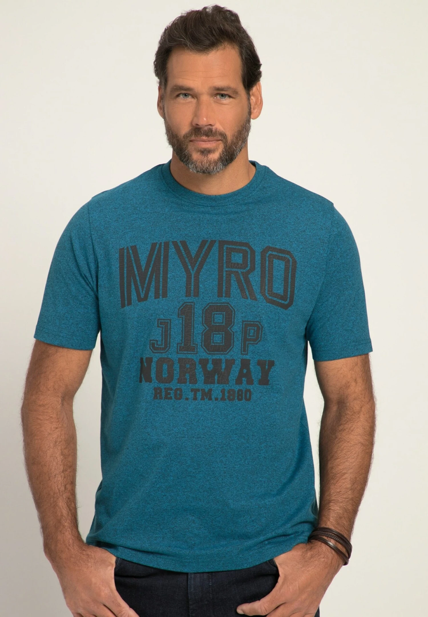 JP1880 Halbarm Myro - T-Shirt Print - Tiefseeblau 1 JP1880 Halbarm Myro - T-Shirt Print - Tiefseeblau