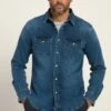 JP1880 Flexnamic Langarm Kentkragen Modern Basic- Overhemd - Blue Denim