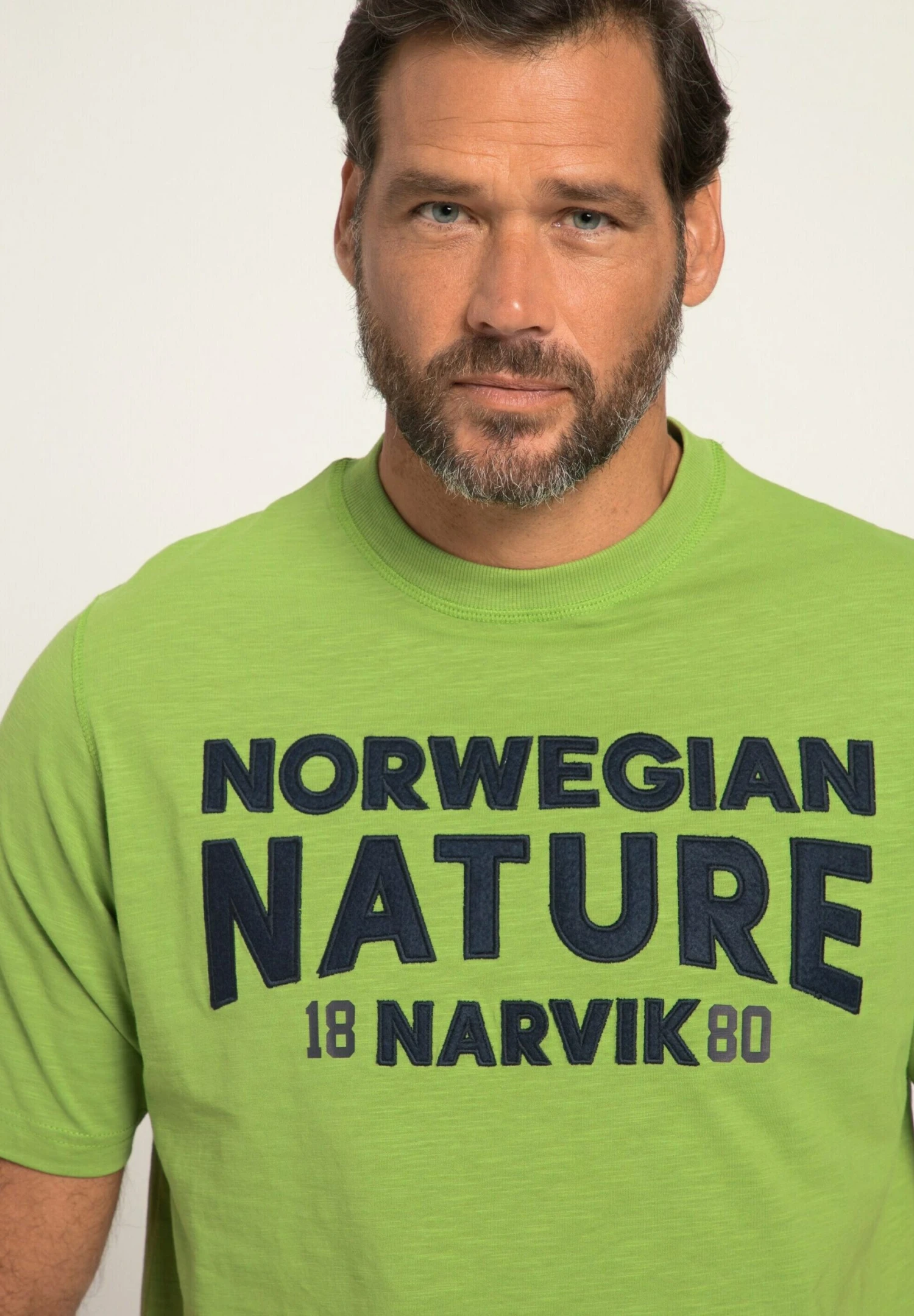 JP1880 Halbarm Flamm Rundhals - T-Shirt Print - Pea Green 2 JP1880 Halbarm Flamm Rundhals - T-Shirt Print - Pea Green - Afbeelding 2