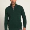 JP1880 Stonewashed Stehkragen Zipper - Trui - Tannengrün