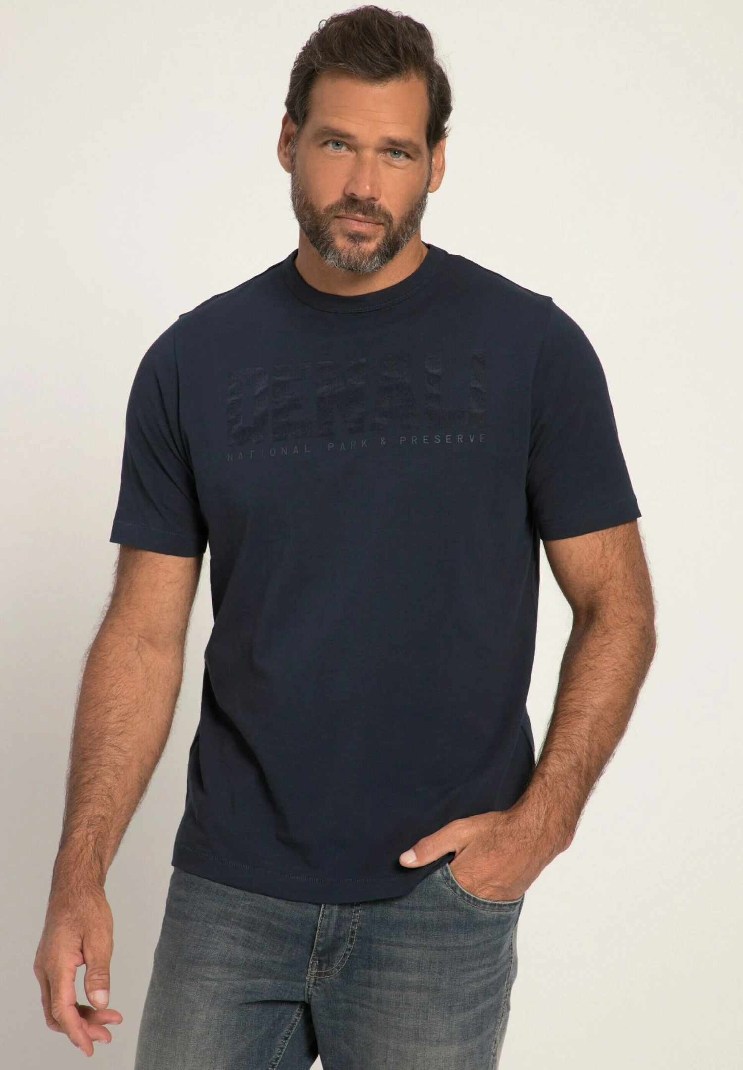 JP1880 Flammé Avec Manches Courtes Et Col R - T-Shirt Print - Bleu Marine 1 JP1880 Flammé Avec Manches Courtes Et Col R - T-Shirt Print - Bleu Marine