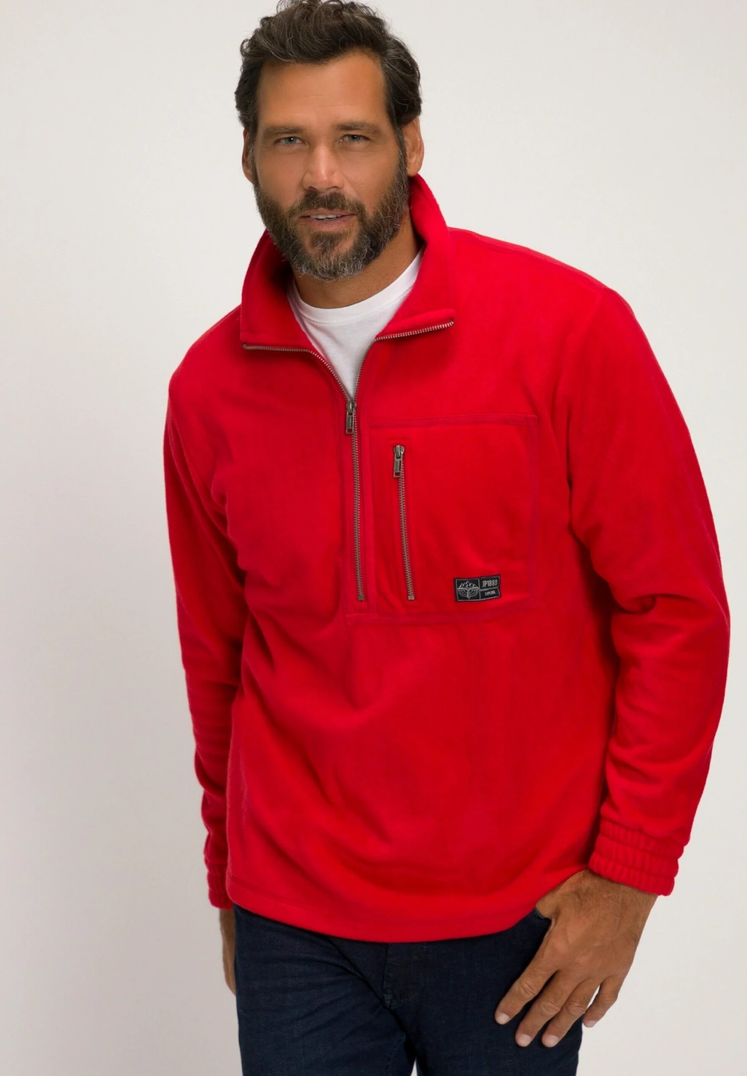 JP1880 Fleece Trui - Red 1 JP1880 Fleece Trui - Red