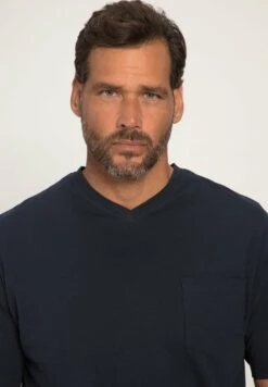 JP1880 Korte MouwenV-Hals Gevlamde- T-Shirt Basic - Navy Blau -JP1880 Winkel 2d95c5d865134844b29075dffe9fbe0f