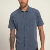 JP1880 Halbarm Vintage-Look Buttondown Kragen Modern Fit - Overhemd - Blau Lila -JP1880 Winkel 3ded693931444b5ebf98eb11c8d90982
