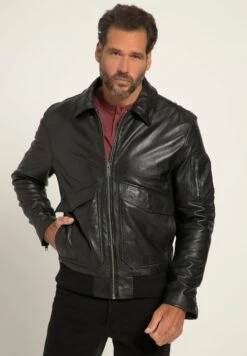 JP1880 Premium Avec Col De Chemi - Leren Jas - Noir