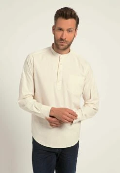 JP1880 Henley, Langarm, Modern Fit, Brusttasche, Rundhals - Overhemd - Beige
