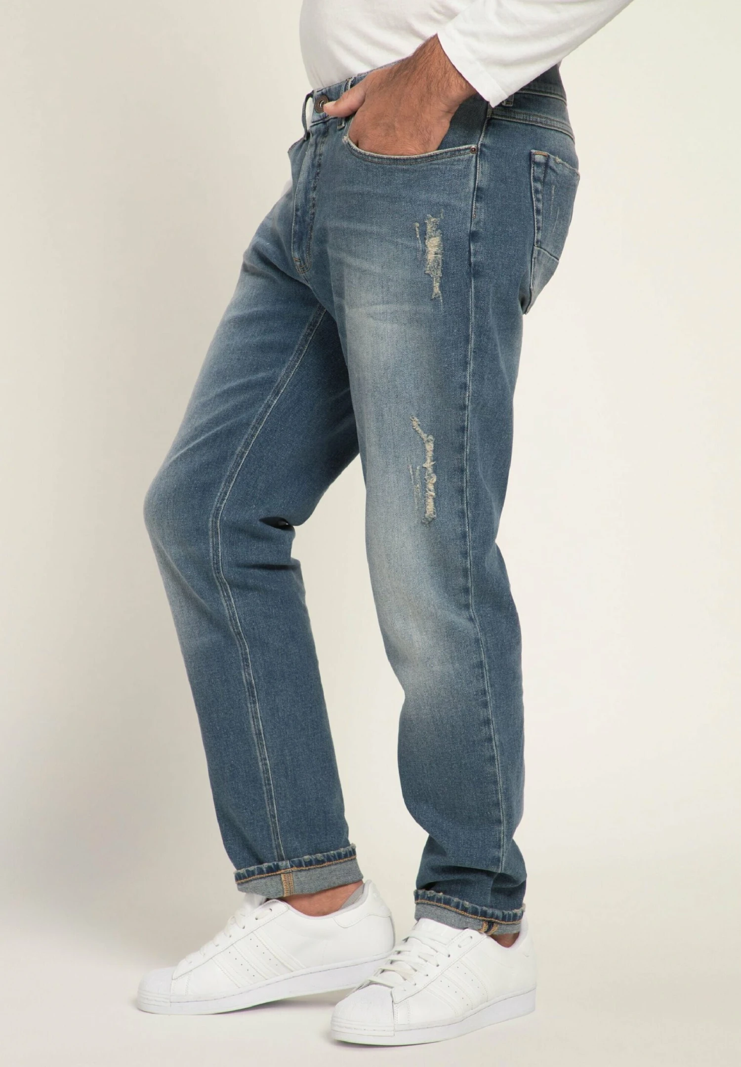 JP1880 FlexnamicBleached Destroy-Look 5-Pocket Bis- Straight Leg Jeans - Hell Bleached 3 JP1880 FlexnamicBleached Destroy-Look 5-Pocket Bis- Straight Leg Jeans - Hell Bleached - Afbeelding 3