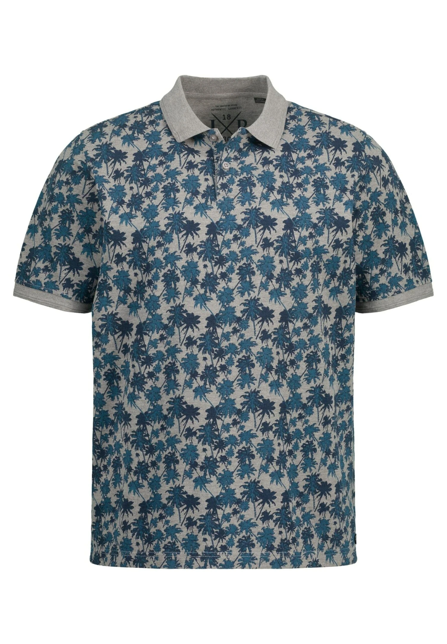 JP1880 Halbarm Allover Print - Poloshirt - Gray Melange 3 JP1880 Halbarm Allover Print - Poloshirt - Gray Melange - Afbeelding 3