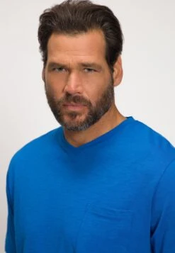 JP1880 Korte MouwenV-Hals Gevlamde- T-Shirt Basic - Blauw -JP1880 Winkel 5083574b054d441784f484833d89d30a