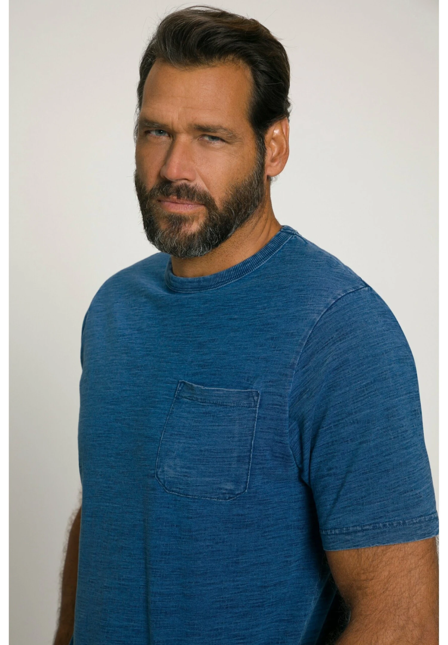 JP1880 Halbarm - T-Shirt Basic - Blue Denim 2 JP1880 Halbarm - T-Shirt Basic - Blue Denim - Afbeelding 2