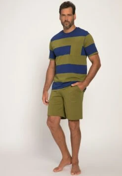 JP1880 Homewear Tweedelig Gestreept Set - Pyjama - Olijf