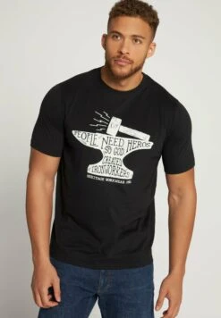 JP1880 Workwear Korte Mouwen Ronde Hals - T-Shirt Print - Zwart