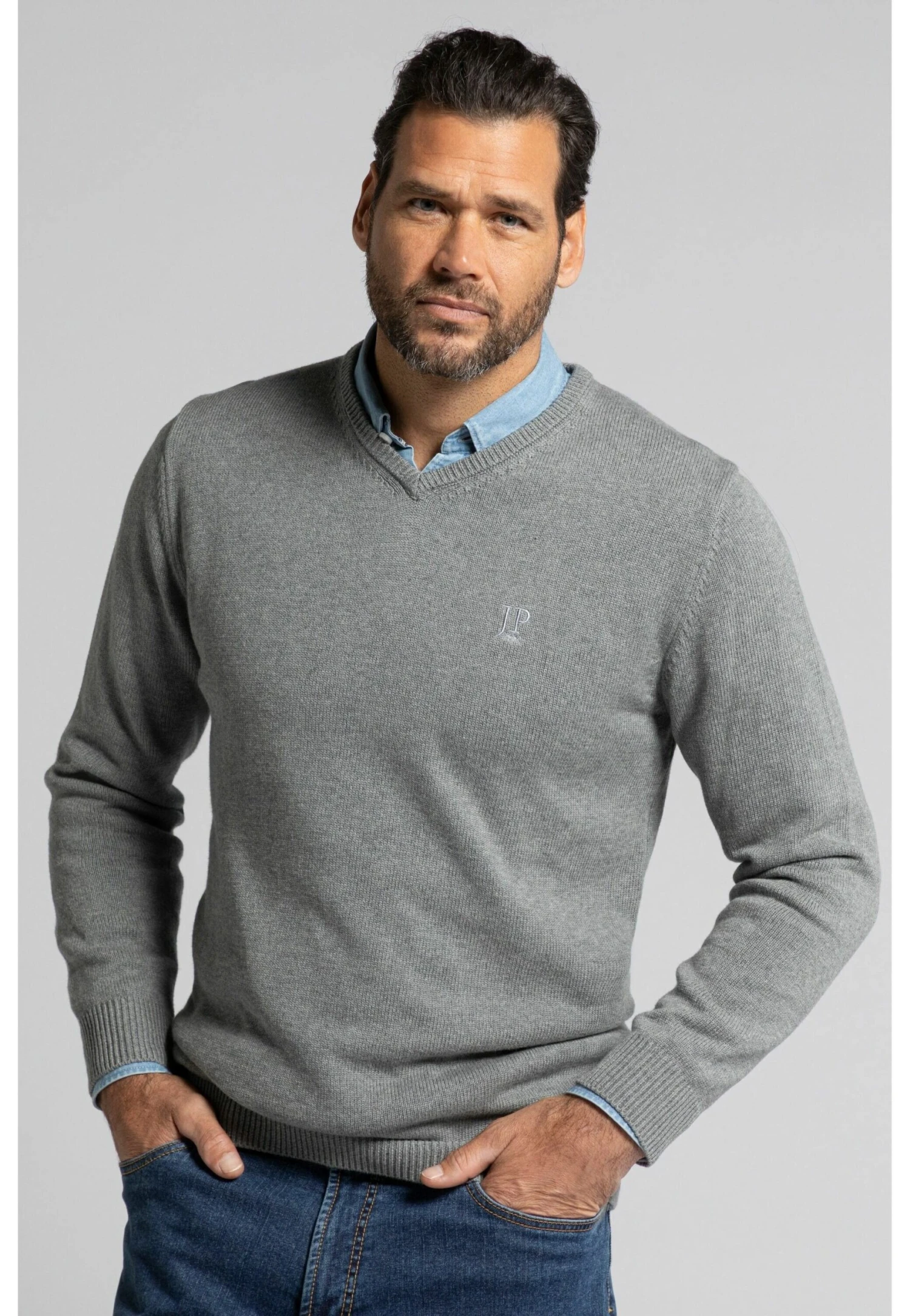 JP1880 Trui - Grey Melange 1 JP1880 Trui - Grey Melange