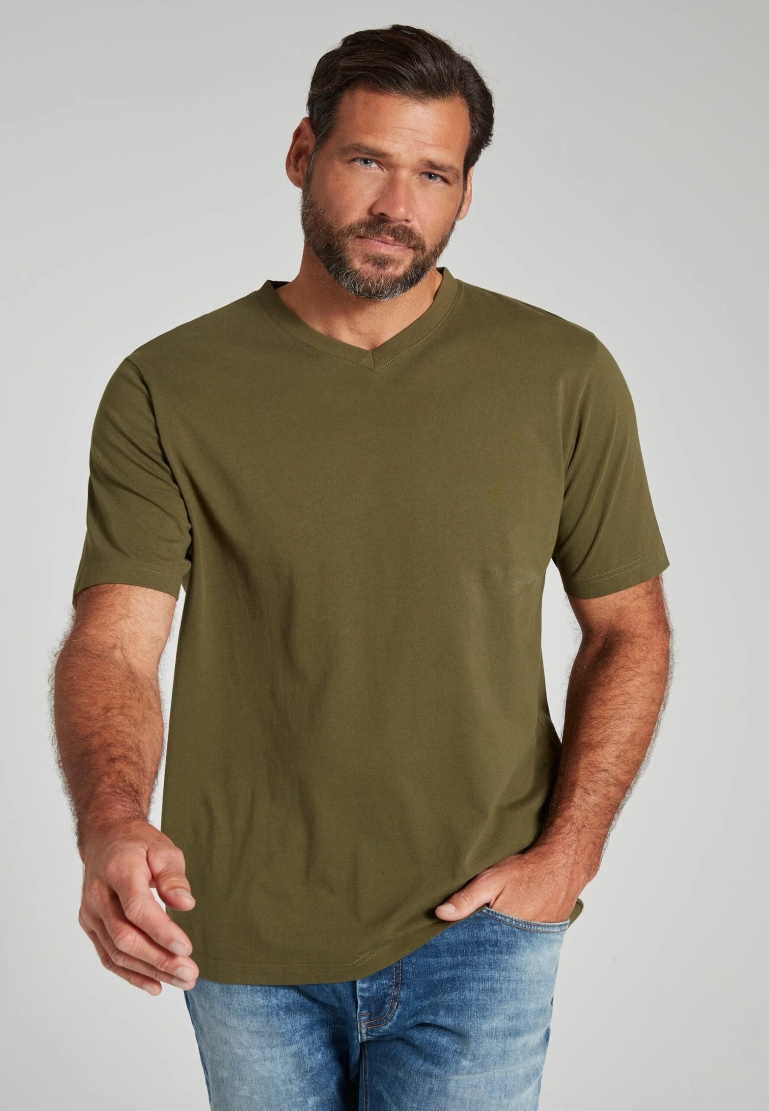 JP1880 Grosse Grössen Bis - T-Shirt Basic - Dunkel Khaki 1 JP1880 Grosse Grössen Bis - T-Shirt Basic - Dunkel Khaki
