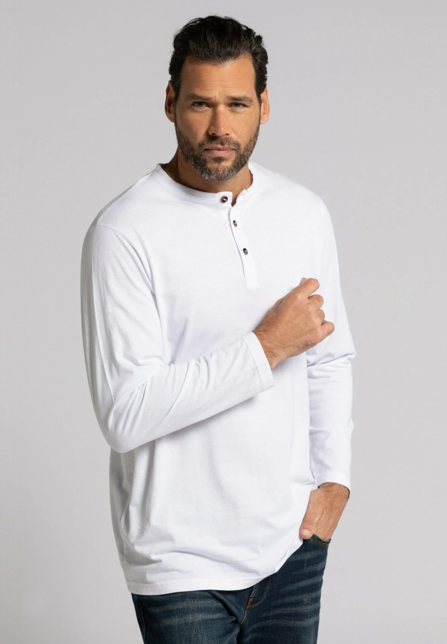 JP1880 Henley- Longsleeve - Snow White 1 JP1880 Henley- Longsleeve - Snow White