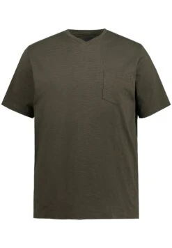 JP1880 Korte MouwenV-Hals Gevlamde- T-Shirt Basic - Dunkel Oliv -JP1880 Winkel 82a5383a5a2740cebd54813faf5e49e1