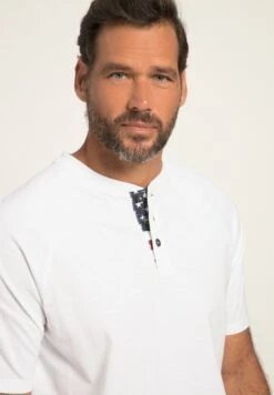 JP1880 Henley Halbarm Rundhals Knopfleisten Print - T-Shirt Basic - Schneeweiß 4 JP1880 Henley Halbarm Rundhals Knopfleisten Print - T-Shirt Basic - Schneeweiß -JP1880 Winkel 9716df1a956d467697a605f4da169121