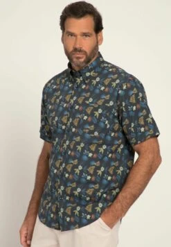 JP1880 Halbarm Allover Print Buttondown-KragenModern Fit - Overhemd - Navy Blau