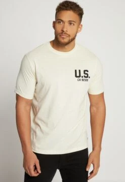 JP1880 À Manches Courtes Col Rond- T-Shirt Print - Vanille