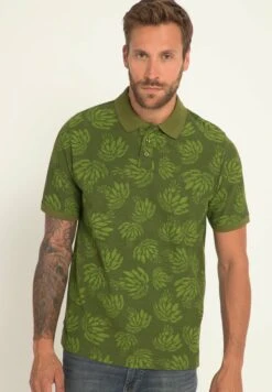 JP1880 Halbarm Print Kragen - Poloshirt - Seegrün