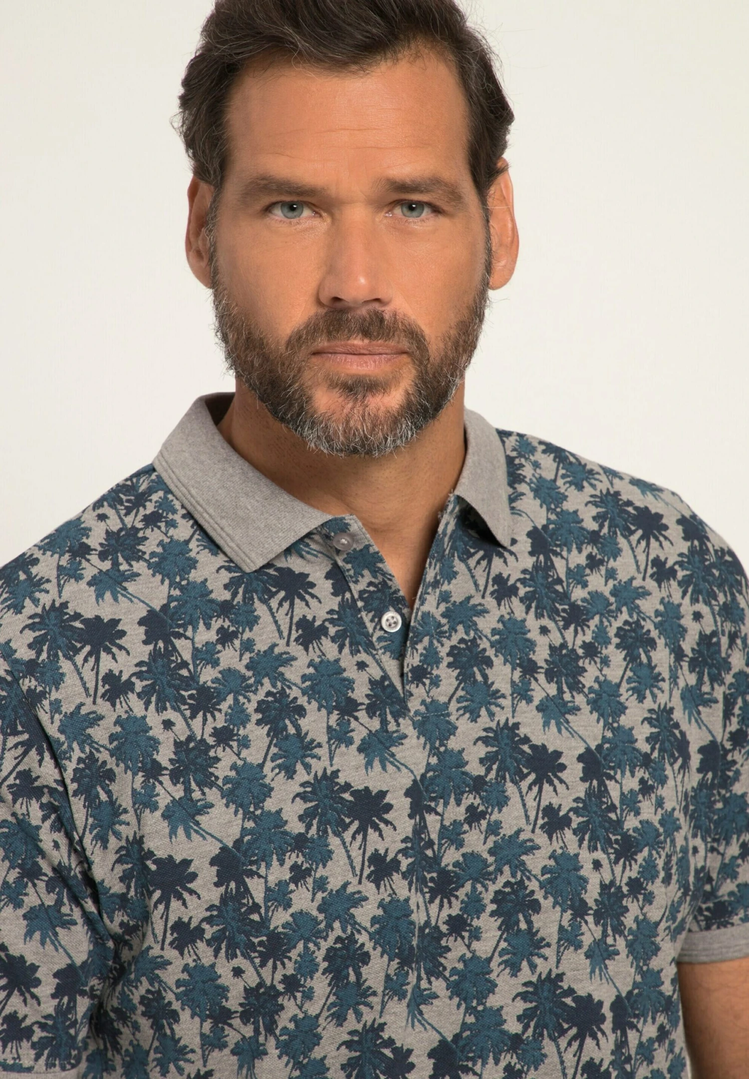 JP1880 Halbarm Allover Print - Poloshirt - Gray Melange 2 JP1880 Halbarm Allover Print - Poloshirt - Gray Melange - Afbeelding 2