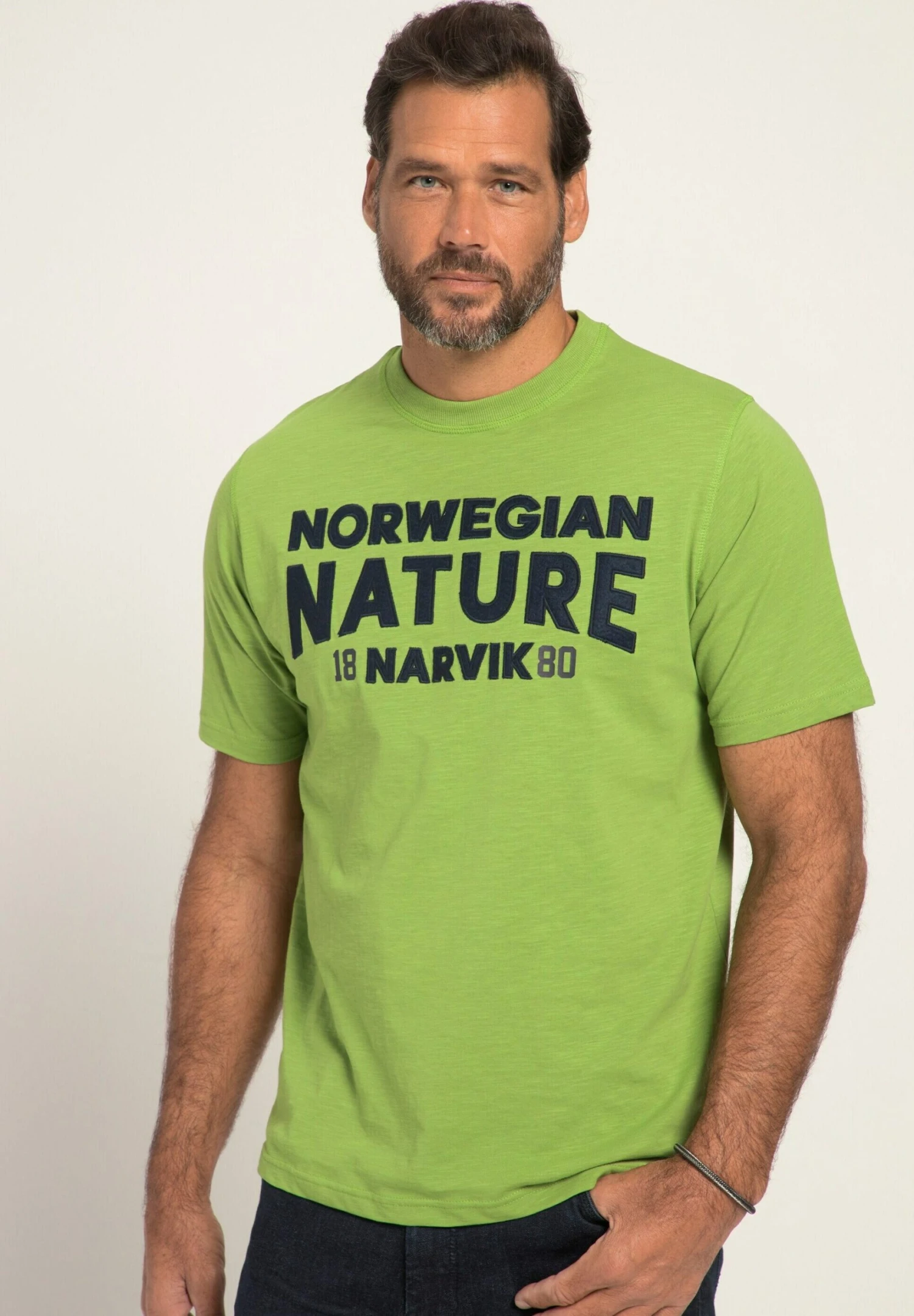 JP1880 Halbarm Flamm Rundhals - T-Shirt Print - Pea Green 1 JP1880 Halbarm Flamm Rundhals - T-Shirt Print - Pea Green