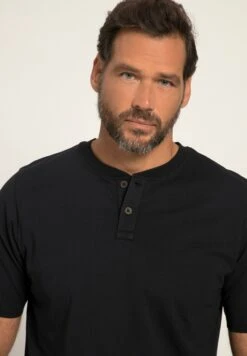 JP1880 Henley Bauchfit Halbarm Rundhals - T-Shirt Basic - Schwarz -JP1880 Winkel e94def4d2a0f484baf6c5b5a04f14016