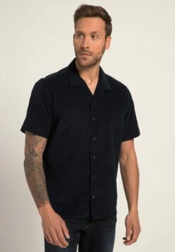 JP1880 Halbarm Cuba-Kragen Cuba-Fit - Overhemd - Navy Blau