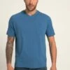 JP1880 Korte MouwenV-Hals Gevlamde- T-Shirt Basic - Ozeanblau